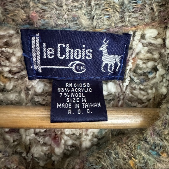 Vintage Le Chois Heavy Thick Knit Longline Cardigan Sweater Size Medium - Picture 5 of 10